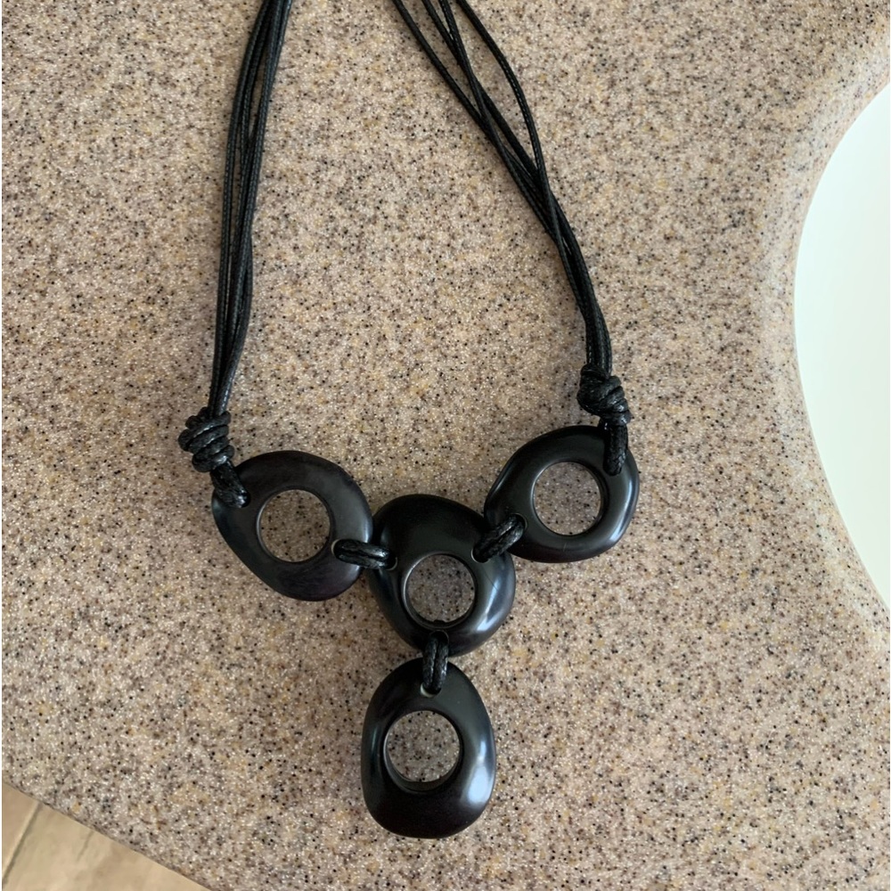Tagua Black Circle Knot Necklace